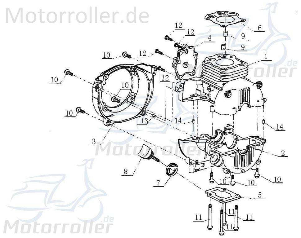 Zylinder mit oberem Kupplungsgehäuse 139FD Tongjian Kinderbuggy 143302011000 Eppella ECM Wangye Kasea TBM Minibuggy Original Ersatzteil