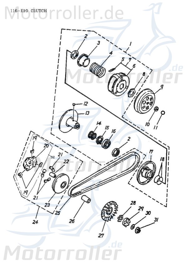 Adly Variomatik 13mm 15x12mm Automatik Getriebe 50ccm 2Takt Motorroller.de Automatikgetriebe Variator CVT-Getriebe Stufenlos-Getriebe Quad ATV UTV