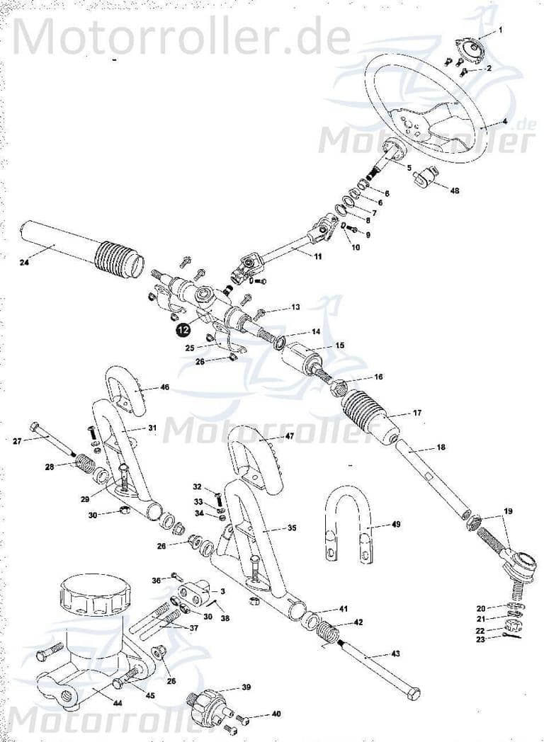 Lenkgetriebe Zahnstangenlenkung Tongjian Strassenbuggy 150 250 4.000.014 Motorroller.de Eppella ECM TBM Twister Hammerhead Wangye Kasea Buggy