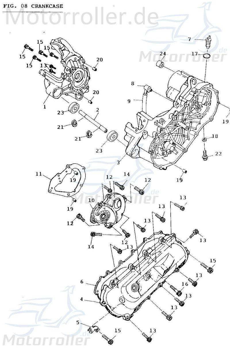 Schraube M6x100mm verzinkt Baotian BT49QT-10 GB5787-M6×100 Motorroller.de Bundschraube Maschinenschraube Flanschschraube Flansch-Schraube 139QMB Moped