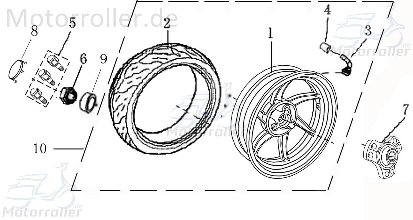 Rex Drive Sport 50 Hinterrrad Antriebsrad 50ccm 2Takt 703100 Motorroller.de Heckrad hinten 50ccm-2Takt Scooter Ersatzteil Service Inpektion