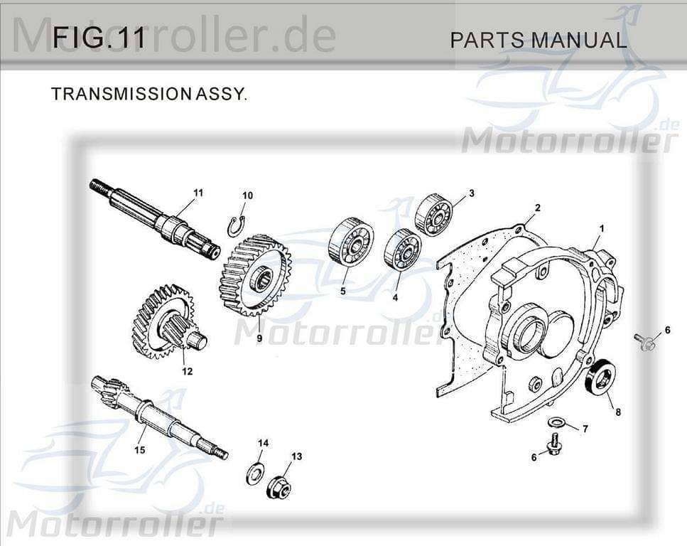 Getriebeabdeckung Tongjian Strassenbuggy 150 M150-104001 Motorroller.de Getriebedeckel Eppella ECM TBM Twister Hammerhead Wangye Kasea Buggy