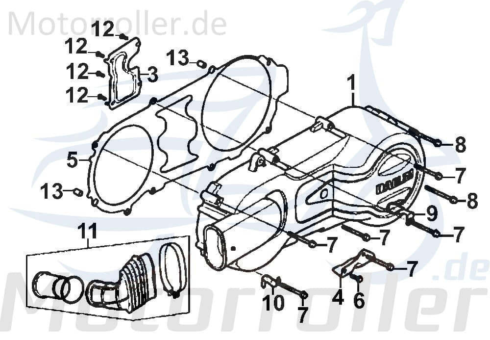 Daelim Besbi 125 Luftschlauch 125ccm 4Takt DAE-11345-SA5-0000 Motorroller.de Lufteinlass Luftkanal Gehäuse links Leitung Lufteinlass-Schlauch Scooter