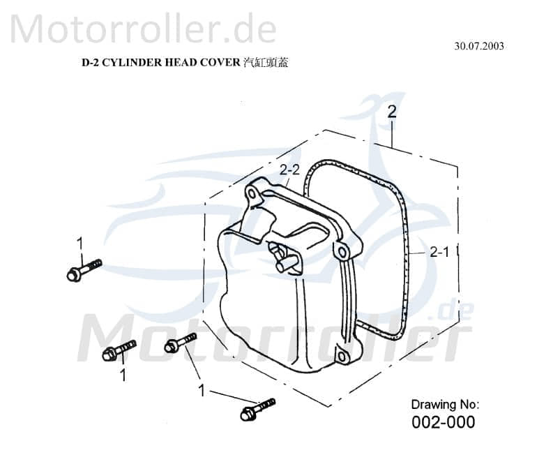 AEON Ventildeckeldichtung Overland 180 Quad ATV 180ccm 4Takt Motorroller.de Dichtung-Ventildeckel Ventildeckel-Dichtung Dichtung-Zylinderkopf VDD UTV