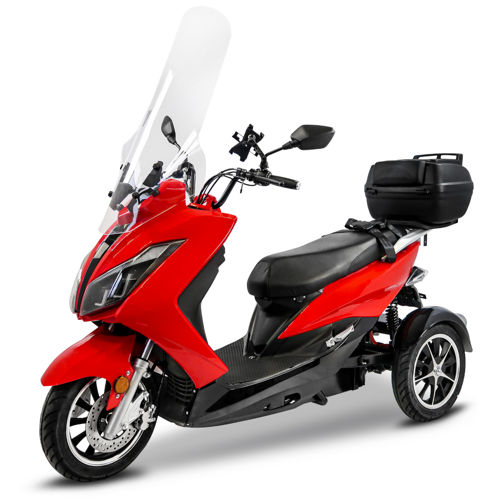 Elektroroller Scoody MX3-25 25 km/h Dreirad Trike E-Roller E-Scooter 1500 Watt mit 2 Akkuboxen, Topcase und Straßenzulassung
