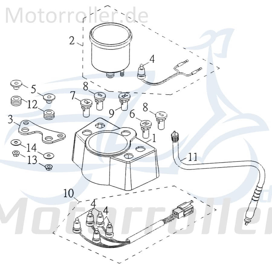 Kreidler Mustang 250 Tachometer 170ccm 4Takt 55510-CBW-00 Motorroller.de Geschwindigkeitsmesser Geschwindigkeitsanzeige Speedometer kmh-Anzeige Quad