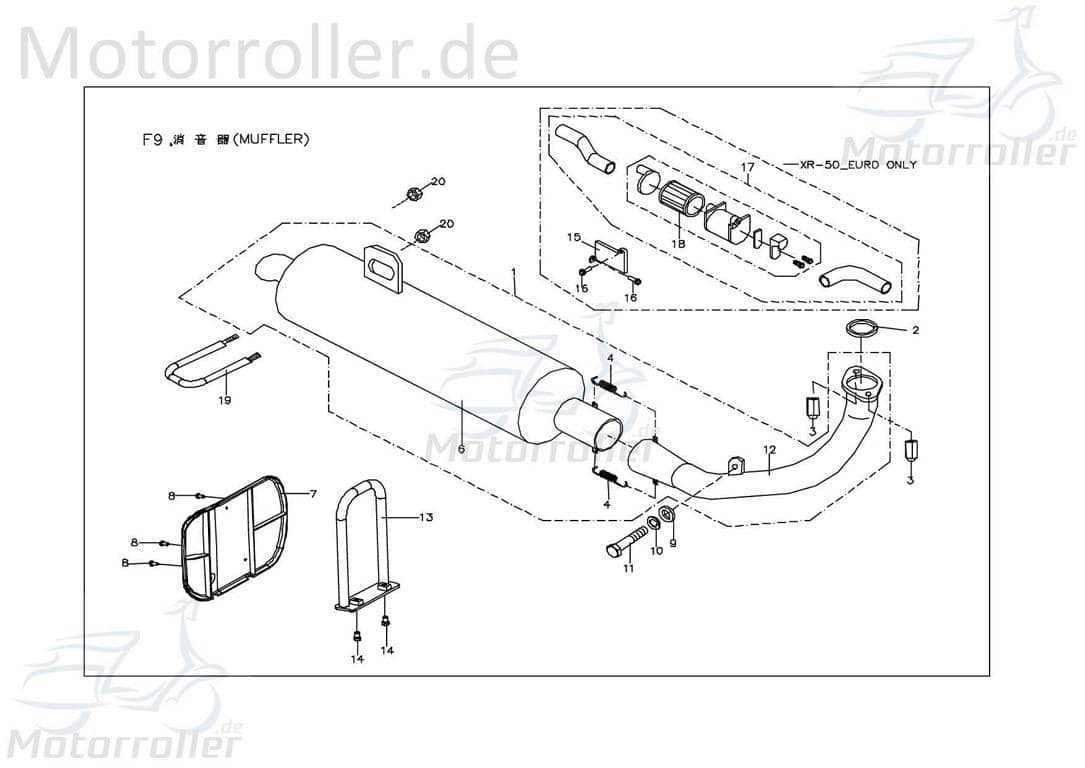 PGO X-RIDER 50 Auspuff Auspuffanlage 50ccm 2Takt X1281000000 Motorroller.de Endschalldämpfer Endtopf Auspuff-Anlage Auspufftopf Auspuffendtopf Quad
