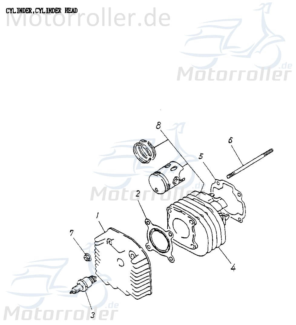 Adly Gewindebolzen Zylinder M7x110mm Schraube ATV 50ccm 2Takt Motorroller.de Gewindestange Gewinde-Stange Stehbolzen Stiftschraube Gewindestab Quad