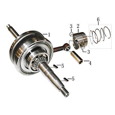 Kurbelwelle 17 Zähne mit Lager 152QMI GY7 Rex 704357 Motorroller.de 125/180ccm Motorwelle Kolbenantriebswelle Crankshaft Kurbel-Welle Scooter