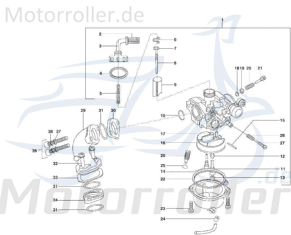 Ansaugstutzen 200ccm 4Takt Verbindungsstück SF214-0166