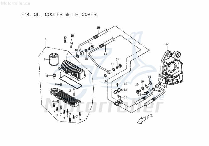 PGO Halter Ölkühlerschlauch G-Max Befestigung Halterung C5083100000 Motorroller.de Haltebügel Halteblech Halte-Blech Halte-Bügel PGO 125ccm-4Takt