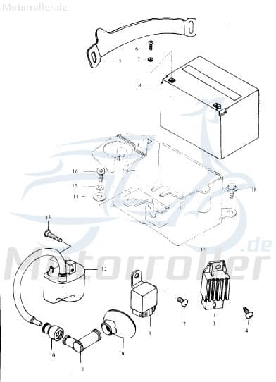 Starterrelais-12V 25A 4-pol Pin2x6 Sundiro QM50QW-D-.73