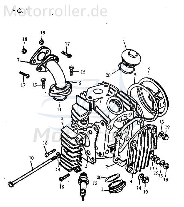 Jincheng JC 50 Monkey Repl. Schraube 50ccm 4Takt 100047 Motorroller.de Durchgang Zylinderkopf Bundschraube Maschinenschraube Flanschschraube Scooter