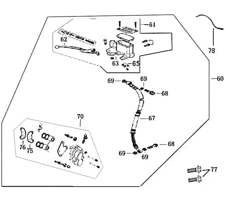 Rex Bergamo 50 Bremssattel Roller 50ccm 4Takt 45200-F8-E000 Motorroller.de Bremszange Brems-Zange Brems-Sattel Bremshalterung Bremsblock Brems-Block