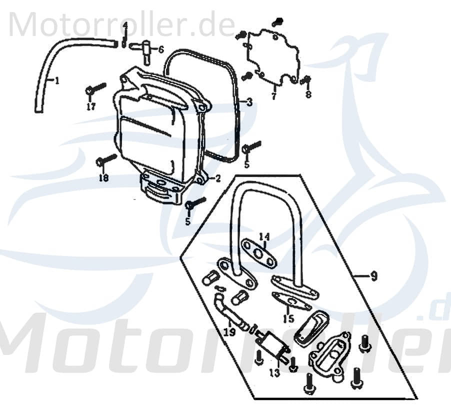 Halteplatte Sekundärluftsystem am Zylinderkopf 125ccm 4Takt Motorroller.de Stahlplatte Halter Montageschiene Fixierung Halterung Montageplatte Scooter