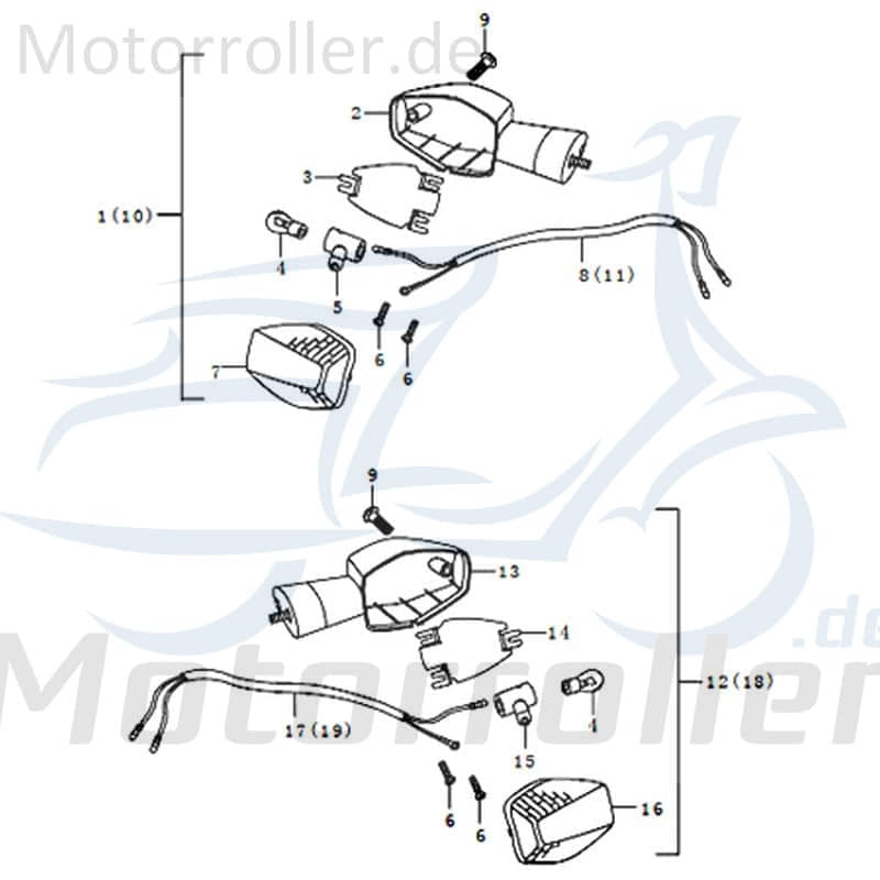 Kreidler STREET 125 DD Blinker links vorn 125ccm 4Takt 91328 Motorroller.de Signalleuchte Blinklicht Blinkleuchte Fahrtrichtungsanzeiger Blinkleuchten