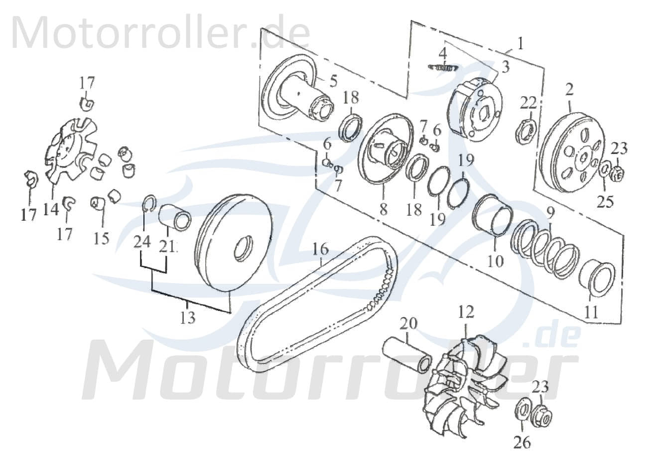 Rex Rexy 125 Druckfederführung 125ccm 4Takt FIG.E13-24 Motorroller.de 125ccm-4Takt Scooter Kreidler Florett 125E Ersatzteil Service Inpektion