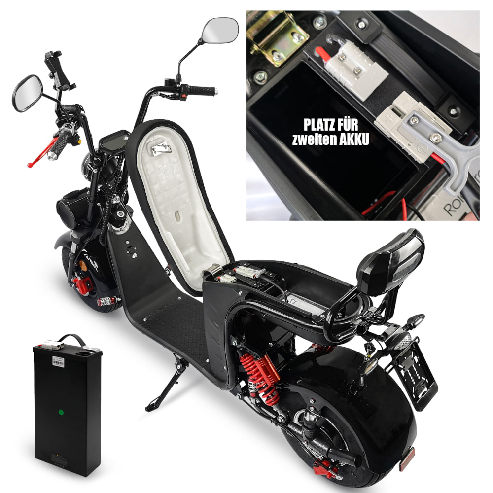 Elektroroller Scoody 45 E-Cruiser 45 km/h E-Roller E-Scooter 1500 Watt 60V-20Ah mit Straßenzulassung