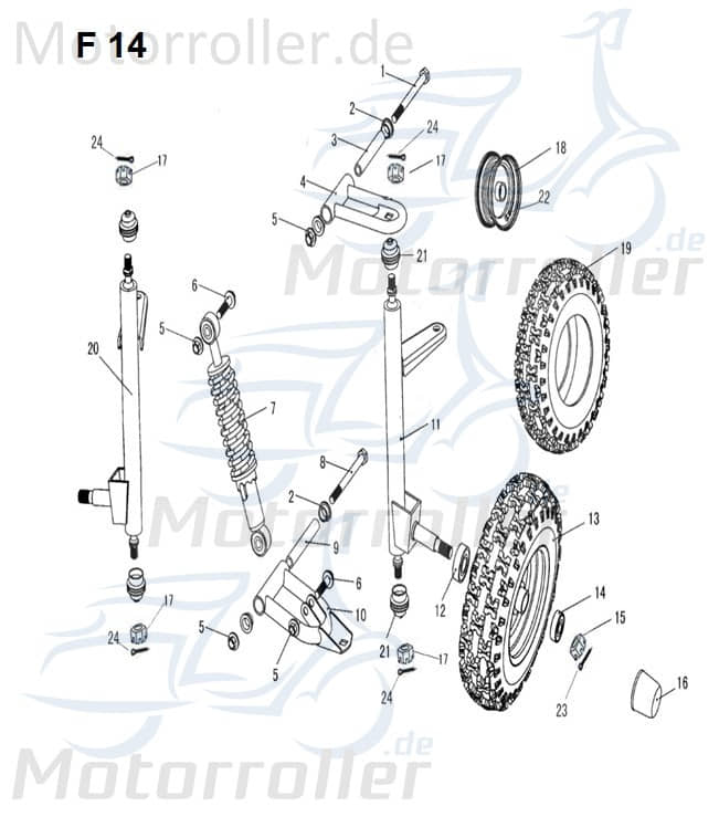 Querlenker Unten Tongjiang Kinderbuggy 4.000.021 Dreieckslenker Radaufhängung vorne Eppella ECM Kasea Wangye TBM Minibuggy Original Ersatzteil