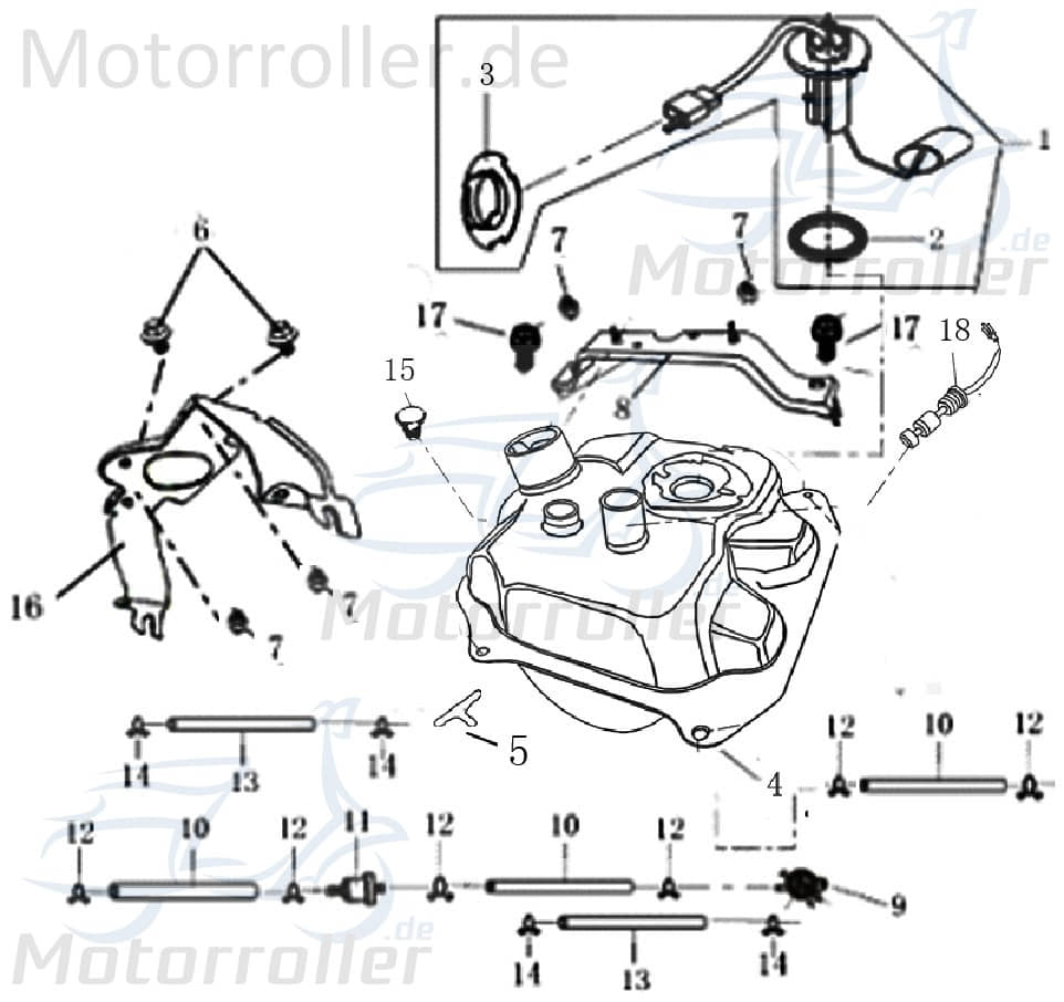 Rex RS460 Haltebügel Halter 50ccm 4Takt Befestigung Motorroller.de Halterung 139QMB JSD50QT-13 50cc 4T 139QMA Halteblech Halte-Blech