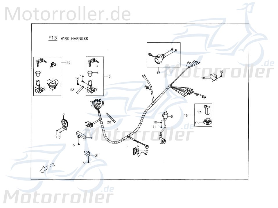 PGO Hupe 12V T-Rex 50 Signalhorn Signal-Horn Töte 50ccm 2Takt Motorroller.de Hupsignal Hup-Signal PGO 50ccm-2Takt Scooter G-Max Ersatzteil Service