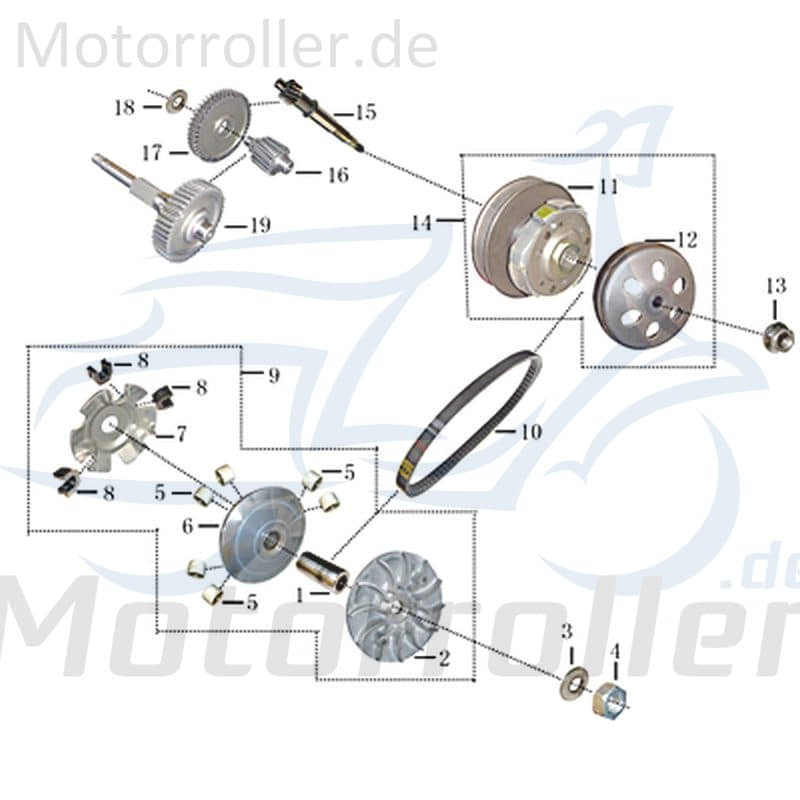 Kreidler Martinique 125 Zwischenwelle Kreidler Martinique 125 704861 Motorroller.de 125ccm 4Takt Zahnradwelle Antriebszahnrad Endantrieb 125ccm-4Takt