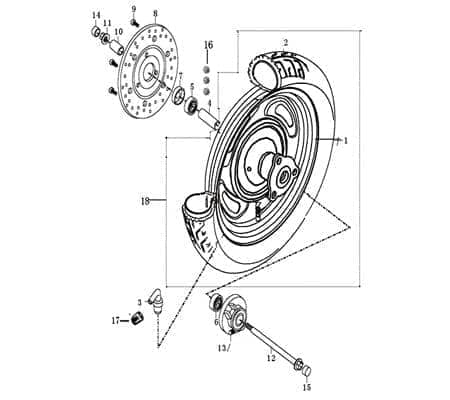 Tachoschnecke 10mm Achse Vorderrad Motorroller 700498