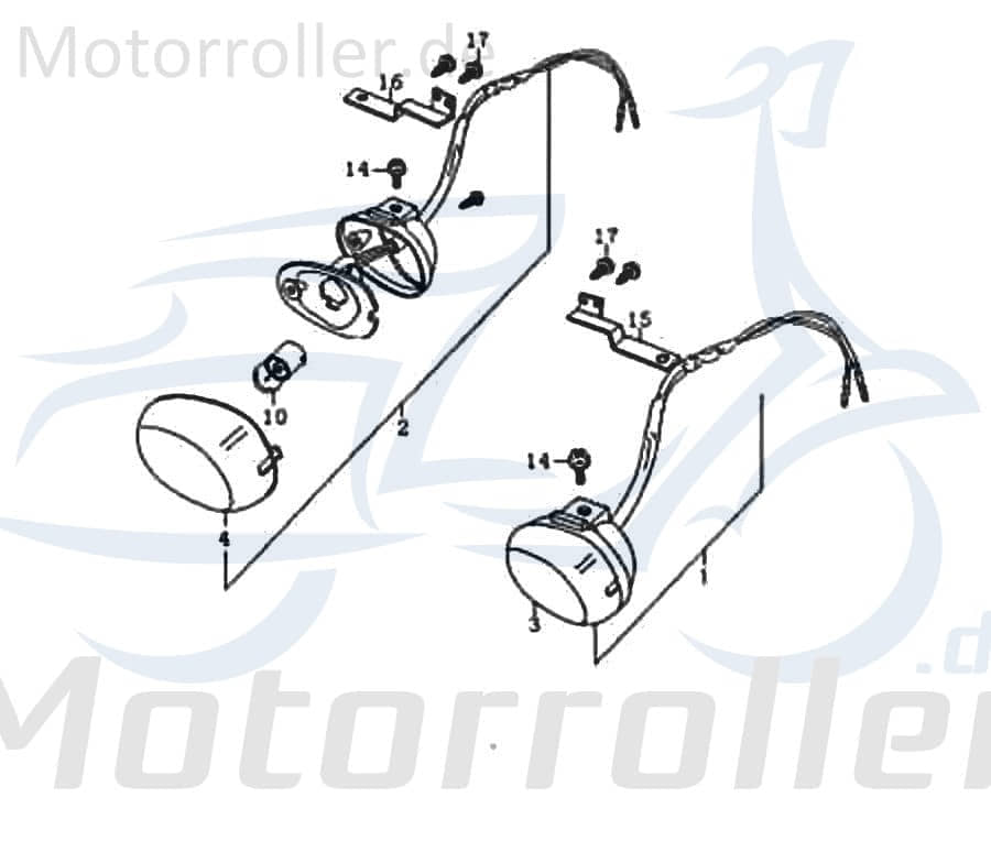 Blinkerhalter rechts Rex RS450 Blinkerhalterung 50ccm 4Takt Motorroller.de Blinkerbefestigung Blinker-Halterung Blinker-Befestigung links 50ccm-4Takt