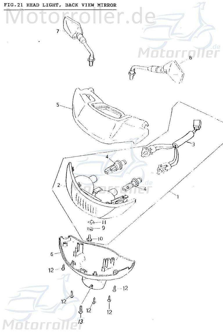 Adly JET 50 Lenkerverkleidung 50ccm 2Takt 53205-111-000 Motorroller.de Scheinwerfer-Verkleidung Lenker-Verkleidung Scheinwerferabdeckung Scooter