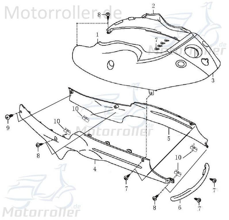AGM GMX 450 One Tankabdeckung 50ccm 4Takt YY50QT016006-SM Motorroller.de Tank-Cover Tankdeckel-Abdeckung Tankverkleidung Tank-Abdeckung 139QMB Scooter