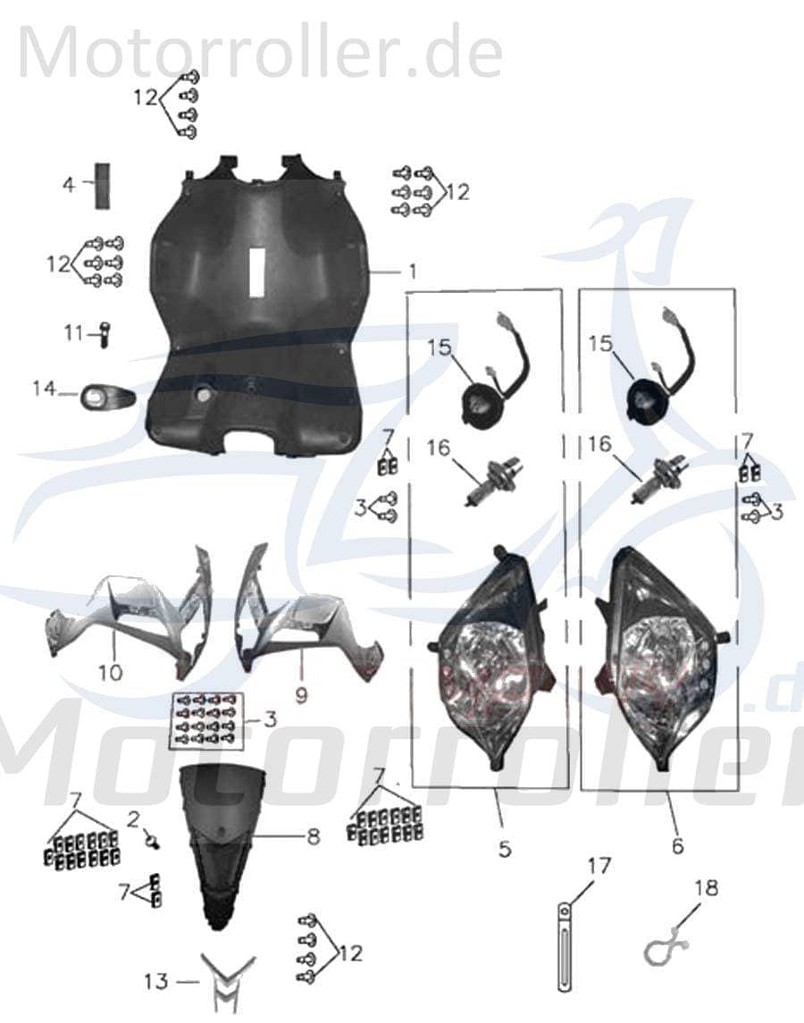 Adly Blizzard GTA 50 Blende 50ccm 2Takt 64302-382-000BK Motorroller.de Zierblende Style-Blende Schutz-Blende Style-Element Scooter Ersatzteil Service