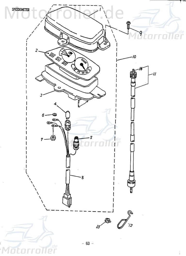 Tachowelle 890mm Vierkant Tacho-Welle 78351897