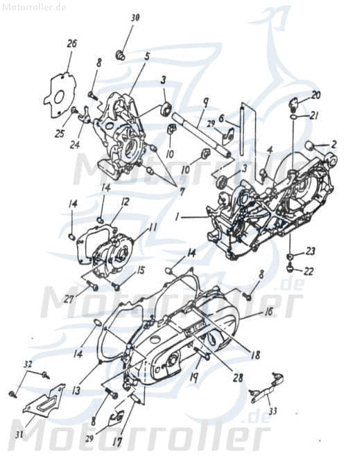 Adly Super Sonic 100 Kurbelgehäuse 100ccm 2Takt 11201-117-000 Motorroller.de links Motorgehäuse Motorblock Minarelli liegend Scooter Ersatzteil