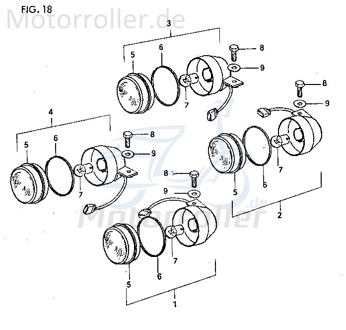 Jincheng JC 50 Monkey Repl. Blinker 50ccm 4Takt 35300-A0300 Motorroller.de links vorn Signalleuchte Blinklicht Blinkleuchte Fahrtrichtungsanzeiger