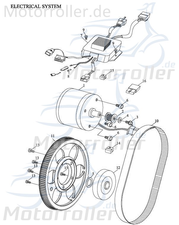 Adly Fun Cruiser FC 20 Kettenrad / Antriebsrad 50ccm elektro 41201-165-00B Motorroller.de Ritzel Ketten-Rad Zahn-Rad Antriebs-Rad 50ccm-elektro