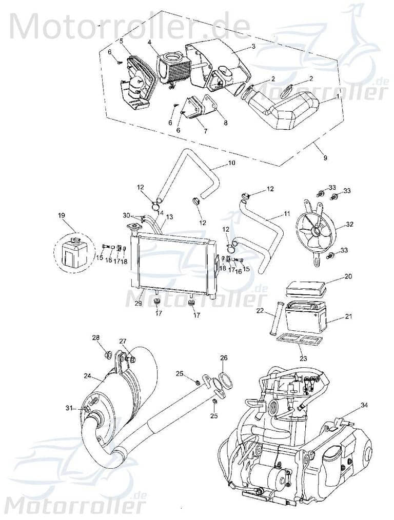 Kühlerschlauch 3 Kasea BUGGY 250 250ccm 4Takt BCB-449 Motorroller.de 250ccm-4Takt Straßenbuggy 250 Ersatzteil Service Inpektion Direktimport