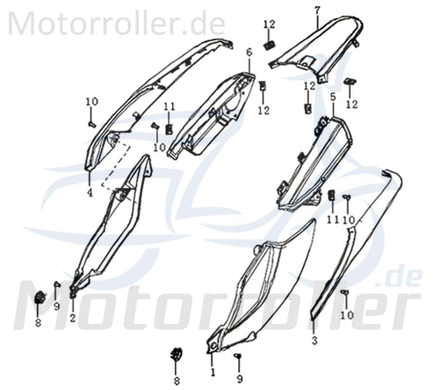 Kreidler DICE GS/SM 125 Pro Verkleidung Auspufftopf links silber 781200 Abdeckung Cover Deckel