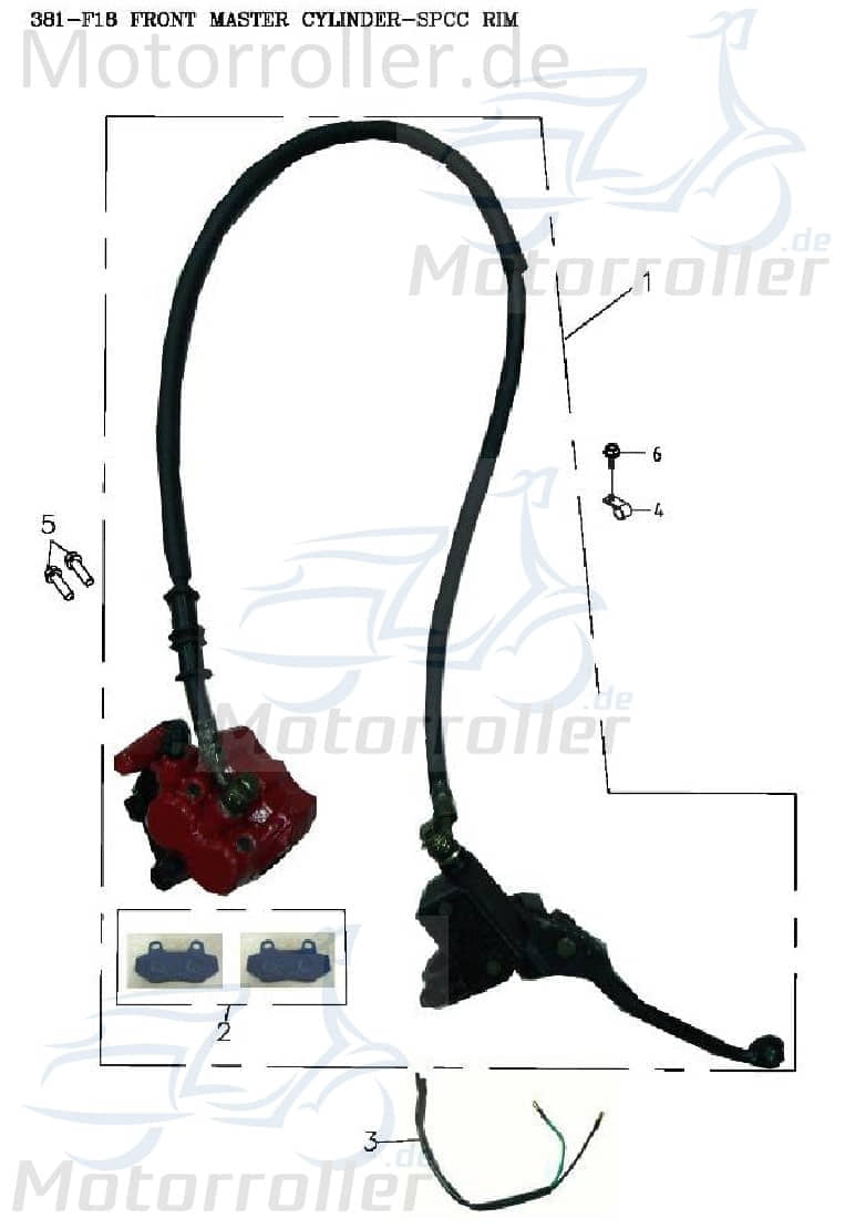 Bremsbeläge vorn Adly 50ccm 2Takt Motorroller.de Bremsbelag Bremsklötze Bremsbacken Bremsschuhe Bremsbelagsatz Bremssteine