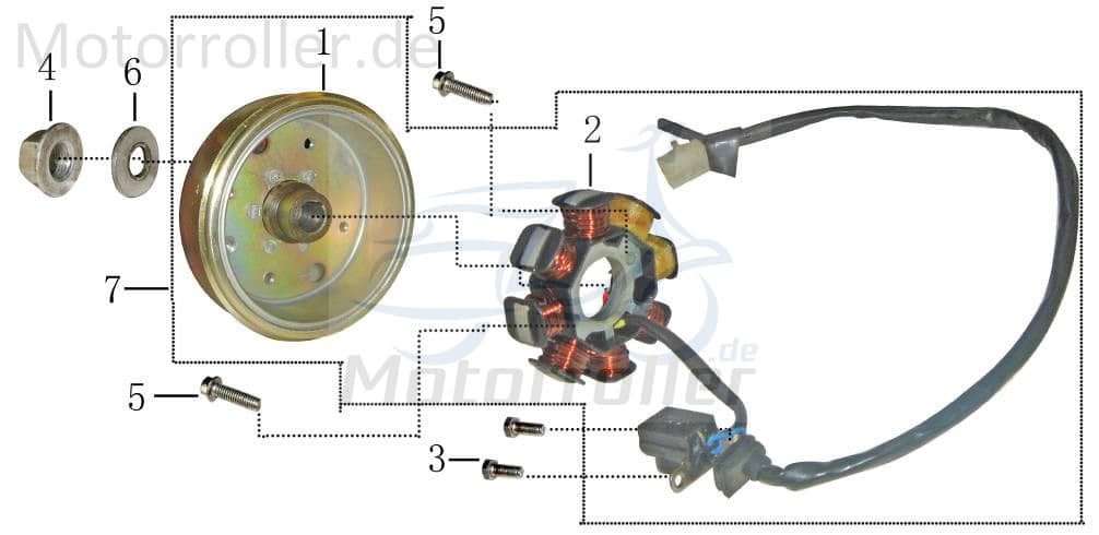 Polrad DC 8 AGM GMX 450 Sport JSD50QT-13 Roller 50ccm 4Takt Motorroller.de Polradglocke Schwungscheibe Schwungrad Statorscheibe Schwung-Scheibe 139QMB