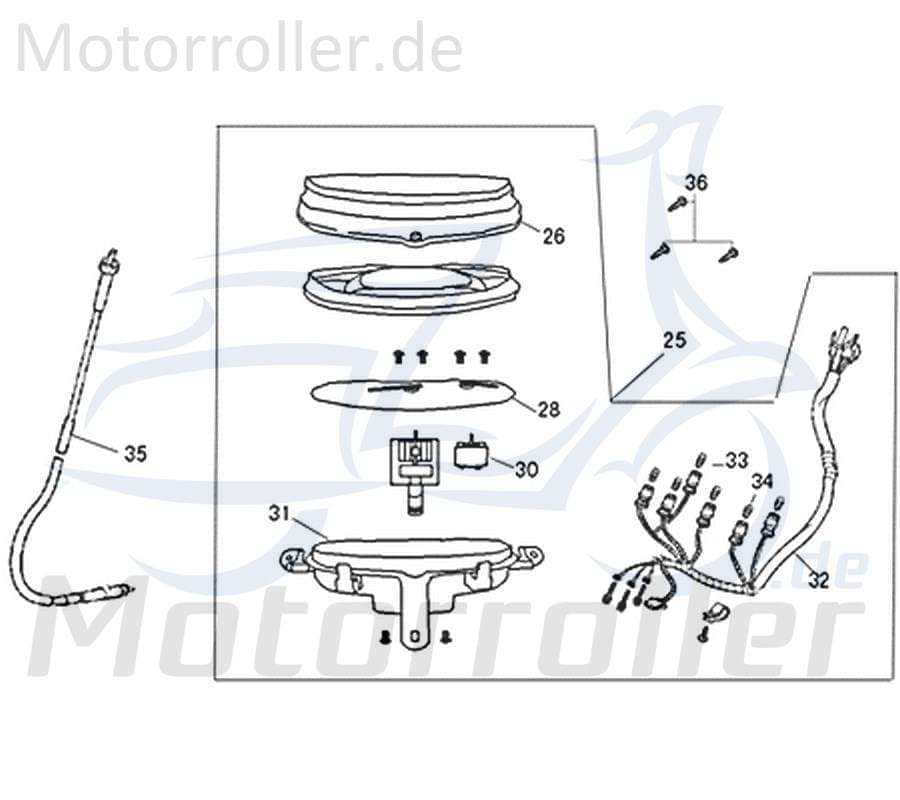 ZNEN Tachometer ZNEN Florett 2.0 50 City 37200-F22-E200-FCS Motorroller.de Geschwindigkeitsmesser Geschwindigkeitsanzeige Speedometer kmh-Anzeige