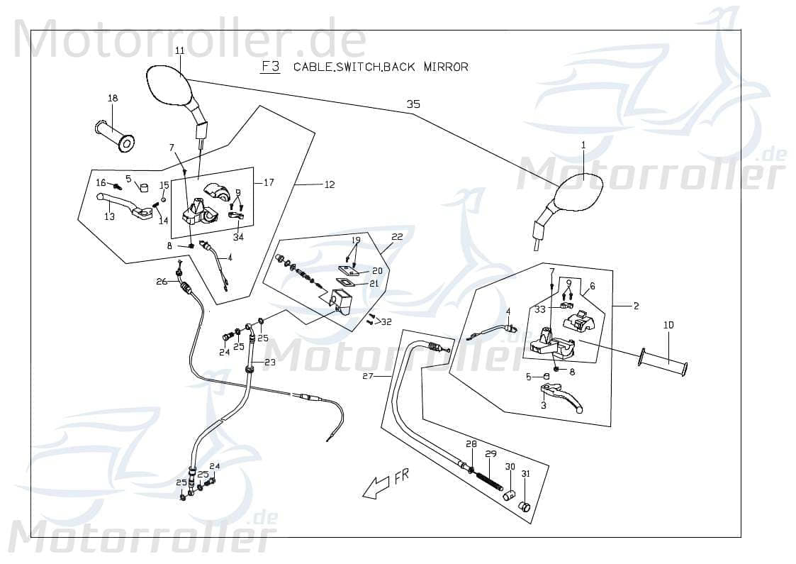 Schraube M6x35mm verzinkt Baotian BT49QT-9D3 GB-T5787-M6X35 Motorroller.de Bundschraube Maschinenschraube Flanschschraube Flansch-Schraube 1E40QMB