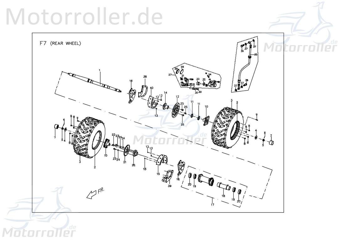 PGO X-RIDER 50 Bremsschlauch hinten Bremsleitung Quad ATV 50ccm 2Takt X0403601000 Motorroller.de Hydraulikschlauch Hydraulik-Schlauch Hochdruckleitung