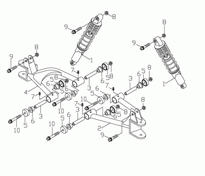 Rex Quad 50 Stoßdämpfer Federbein ATV 50ccm 2Takt 94205 Motorroller.de Gabelbein Feder-Bein Gabel-Bein Stoß-Dämpfer Kreidler Mustang 50 UTV Ersatzteil