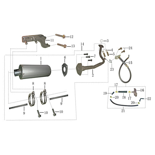 Kreidler Hiker 50 City DD Auspufftopf 700700 Motorroller.de Galactica 2.0 City 50 DD