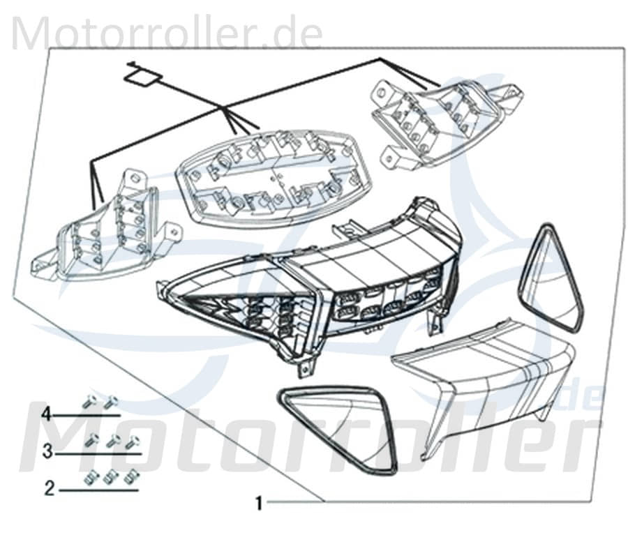 Kreidler Galactica 3.0 LC 50 DD Rücklicht 741479 Motorroller.de Rückleuchte Rückleuchteneinheit Rückstrahler Heckleuchte Hecklampe Scooter
