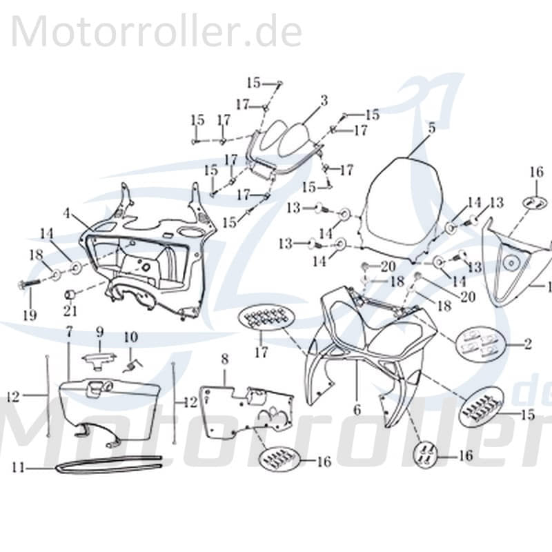 Rex INSIGNIO 125 DD Innenblende Roller 125ccm 4Takt 702063 Motorroller.de 125ccm-4Takt Scooter Jonway Insignio 250 DD Ersatzteil Service Inpektion
