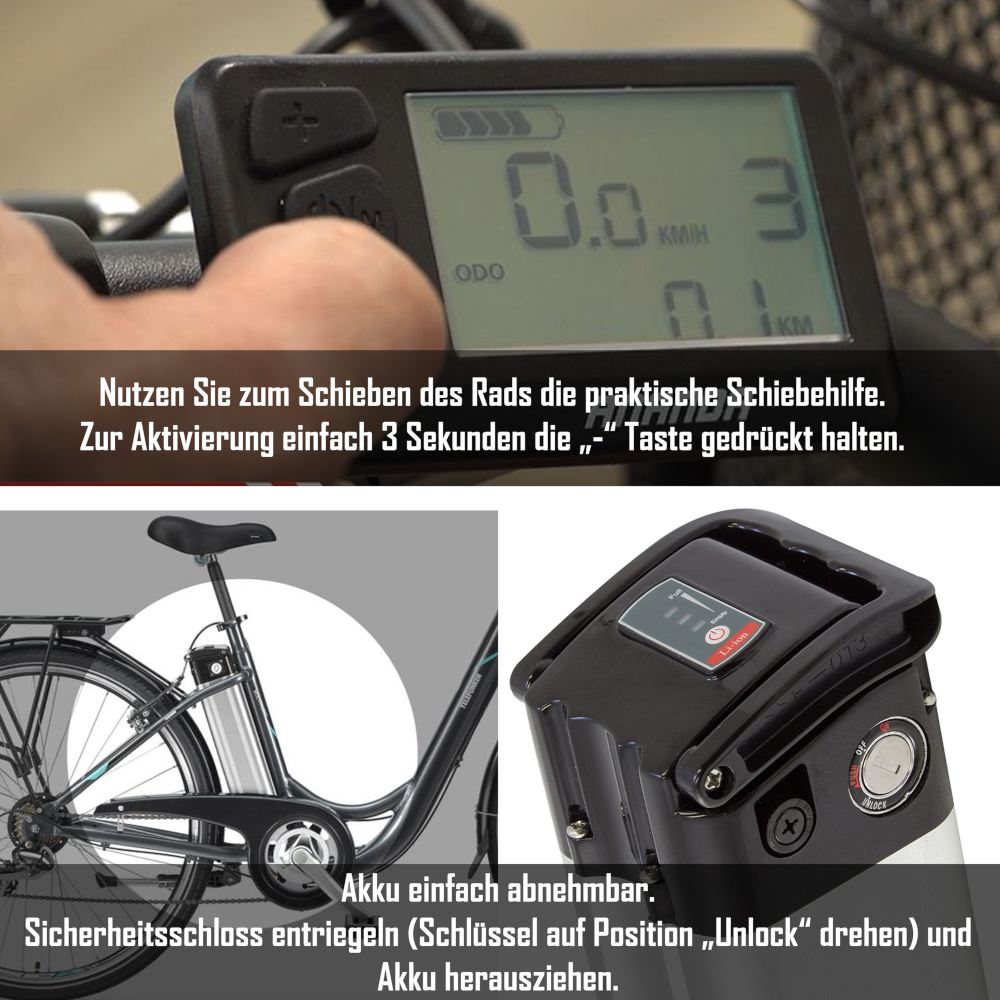 E-Bike Telefunken RC830 Multitalent Elektrofahrrad City-Pedelec weiß 28" RH 48cm E-Fahrrad Citybike