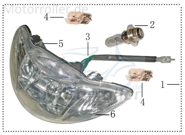 Scheinwerferbirne Halogen 12V 25/25W AGM Roller 50ccm 4Takt Motorroller.de Sockel P15D-25-1 Halogenleuchte Halogenglühlampe Scheinwerferlampe 139QMB