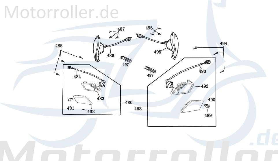 Rex Bergamo 50 Blinker rechts vorn Roller 50ccm 4Takt 740421 Motorroller.de Signalleuchte Blinklicht Blinkleuchte Fahrtrichtungsanzeiger Blinkleuchten