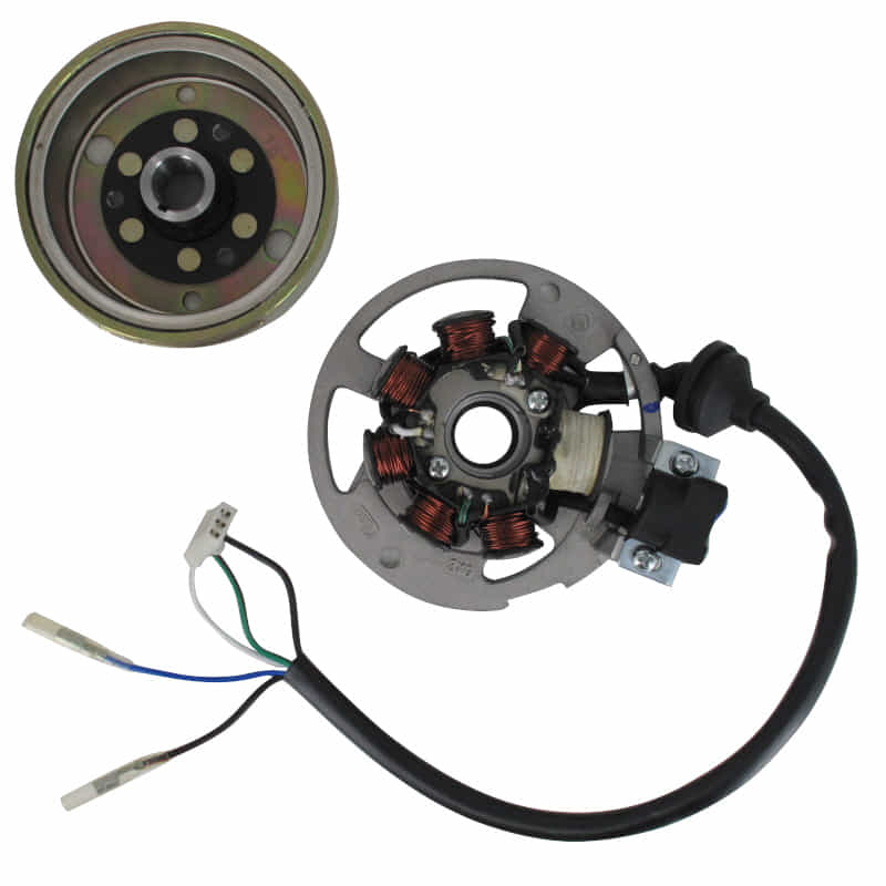 Lichtmaschine 7 Spulen mit Polrad 79mm außen 31130802-2-2-KPL Motorroller.de pick up 50ccm 2Takt Stator Ankerplatte Anker-Platte Stromerzeuger 1E40QMB